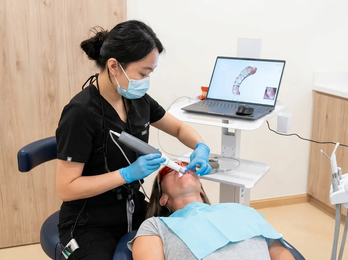 Dr. Teo treating a patient calmly at Heal Dental Clinic in Bukit Jalil