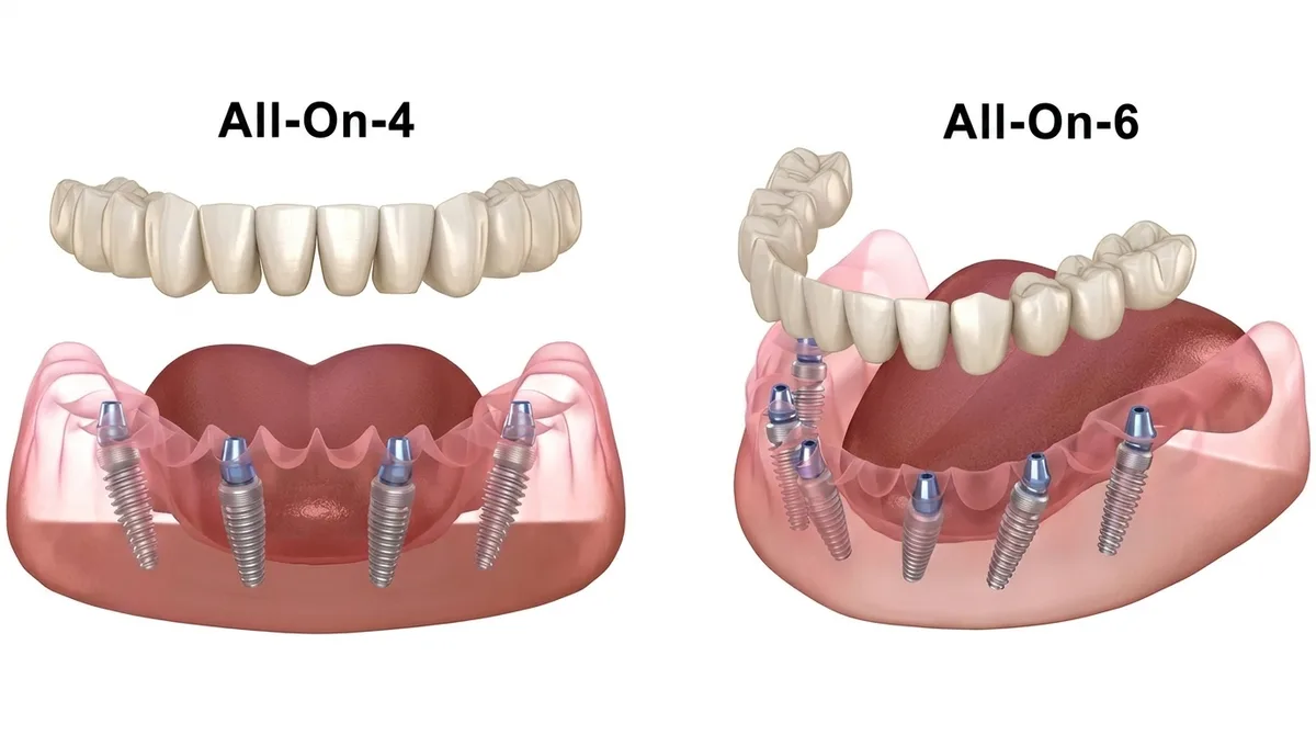 All-on-4 and All-on-6 full arch dental implants